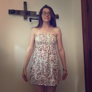 F21 Floral Strapless Dress